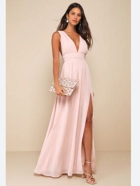 Lulus | Dresses | Lulus True Love Blush Beaded Rhinestone Maxi Dress Gown  Size 2 | Poshmark